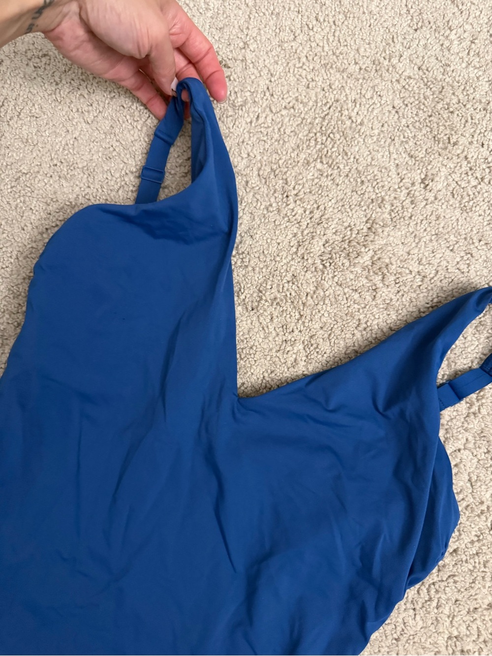 Everlane Blue V-Neck One-Piece Swimsuit - Picture 2 of 4